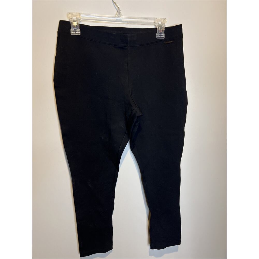 H by‎ Halston Womens Black Pull On Leggings Petite Medium Cropped Tapered Pants